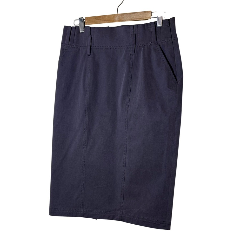 New BARAMI Skirt Women 8 Grey Pencil Elastic Waist Knee Length Minimalist Office